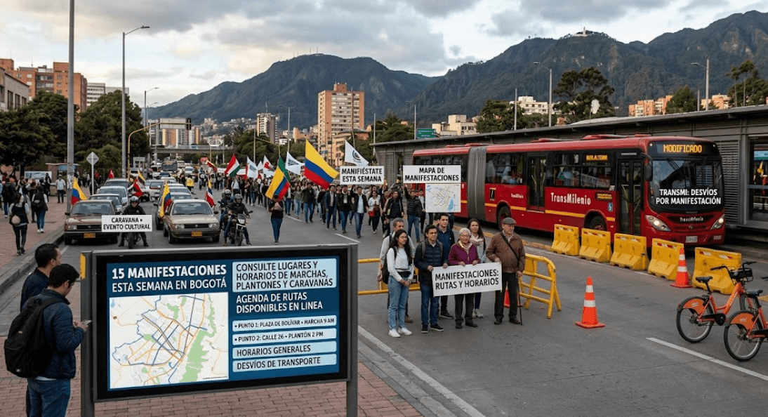 Manifestaciones en Bogotá sumarán 15 jornadas entre el 21 y el 27 de septiembre: consulte horarios